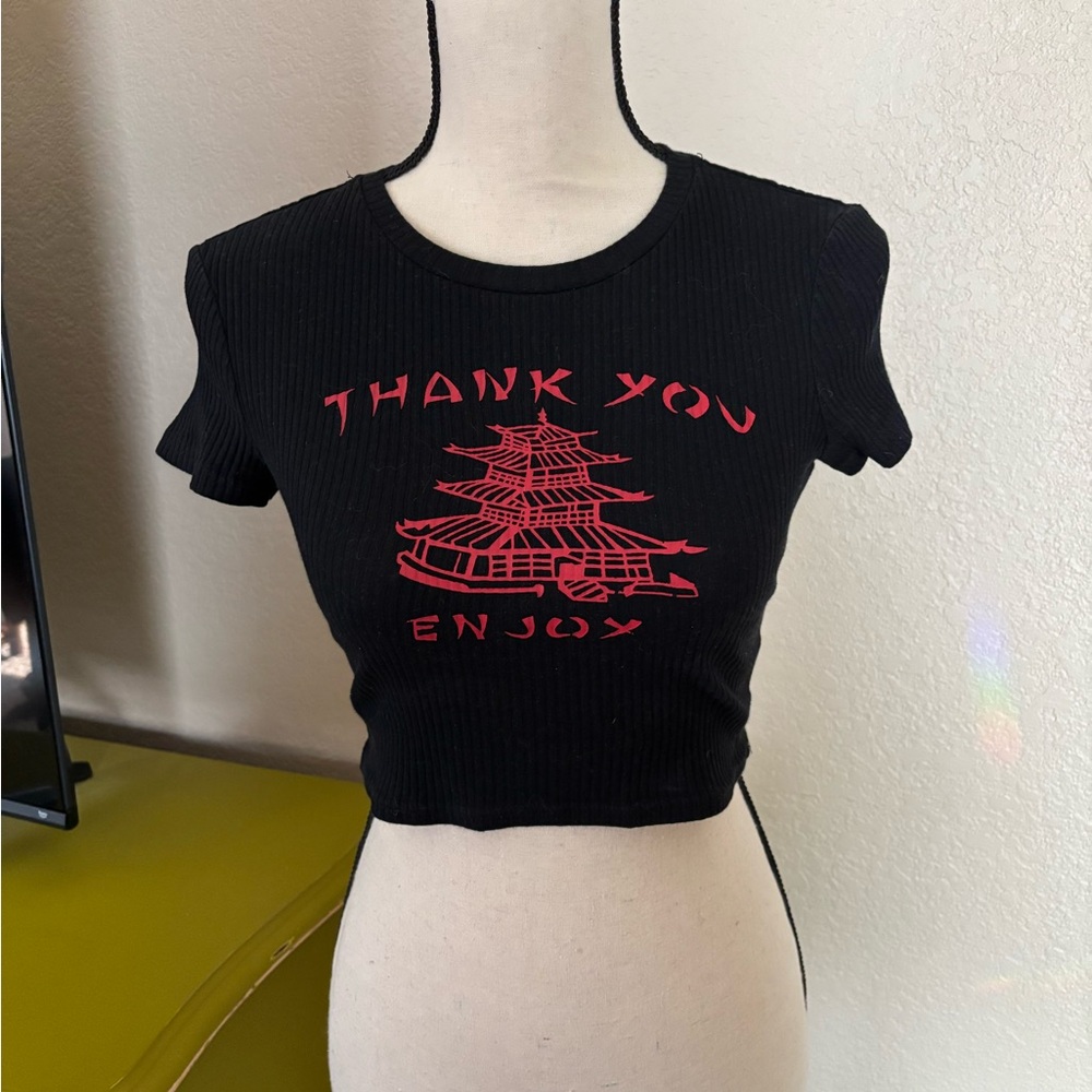 Black Chinese Take Out Crop Top S